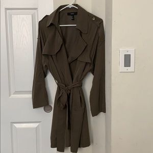 Olive woven trench coat